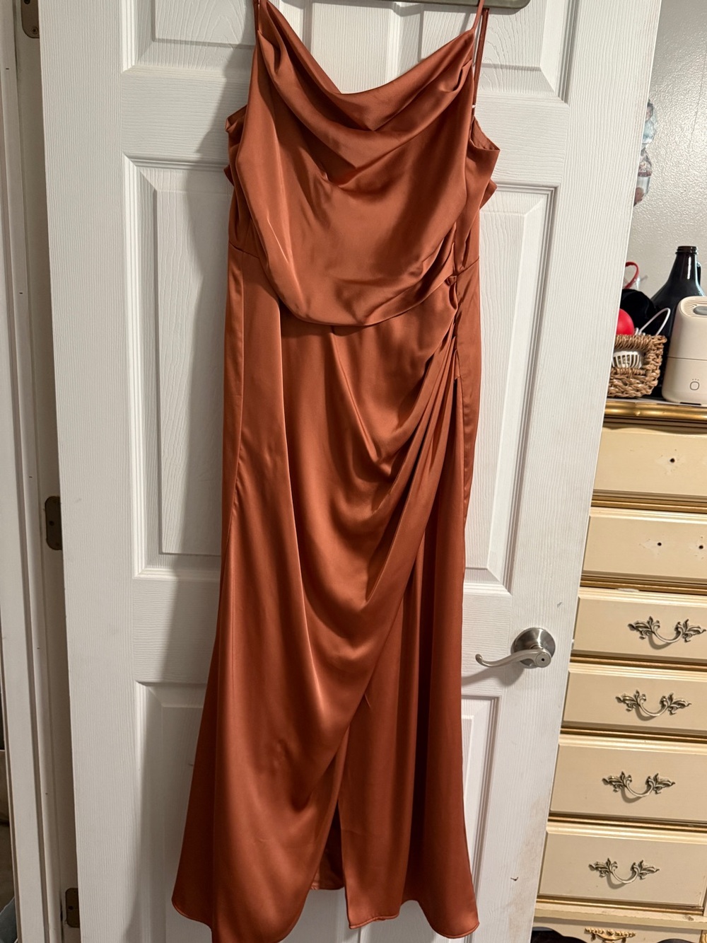 Birdy Grey Matte Satin Terracotta Dress